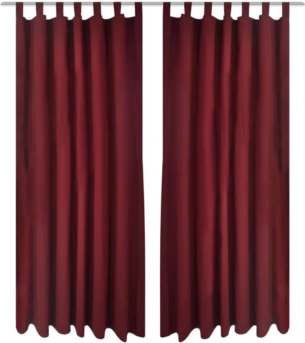 Set van 2 Verduisterende Gordijnen met Ringen 140x225 cm Microsatijn Wijnrood