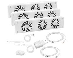 QH Booster radiator ventilator Triple set- Energiezuinig – 2 x zo snel warm - Tot 22% energiebesparing – Simpel te plaatsen – Fluisterstil