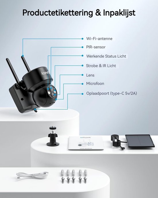 ieGeek Superior Beveiligingscamera Buiten - 2K HD 3MP - Buiten Camera Met Nachtzicht - Buitencamera - Bewakingscamera voor Buiten - Met WiFi en APP van Merkloos — afbeelding 4