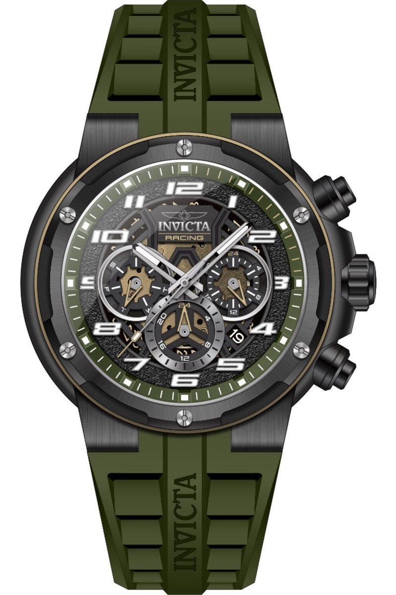 Invicta S1 Rally 50264 Heren Horloge - Waterdicht - Analoog - Quartz Uurwerk - Roestvrij Staal met zwarte Wijzerplaat - 49mm