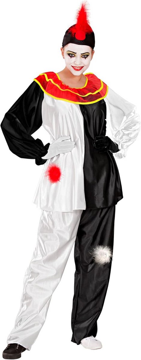 Klassiek Pierrot Kostuum Set voor Heren - Compleet Incl. Hoed en Broek