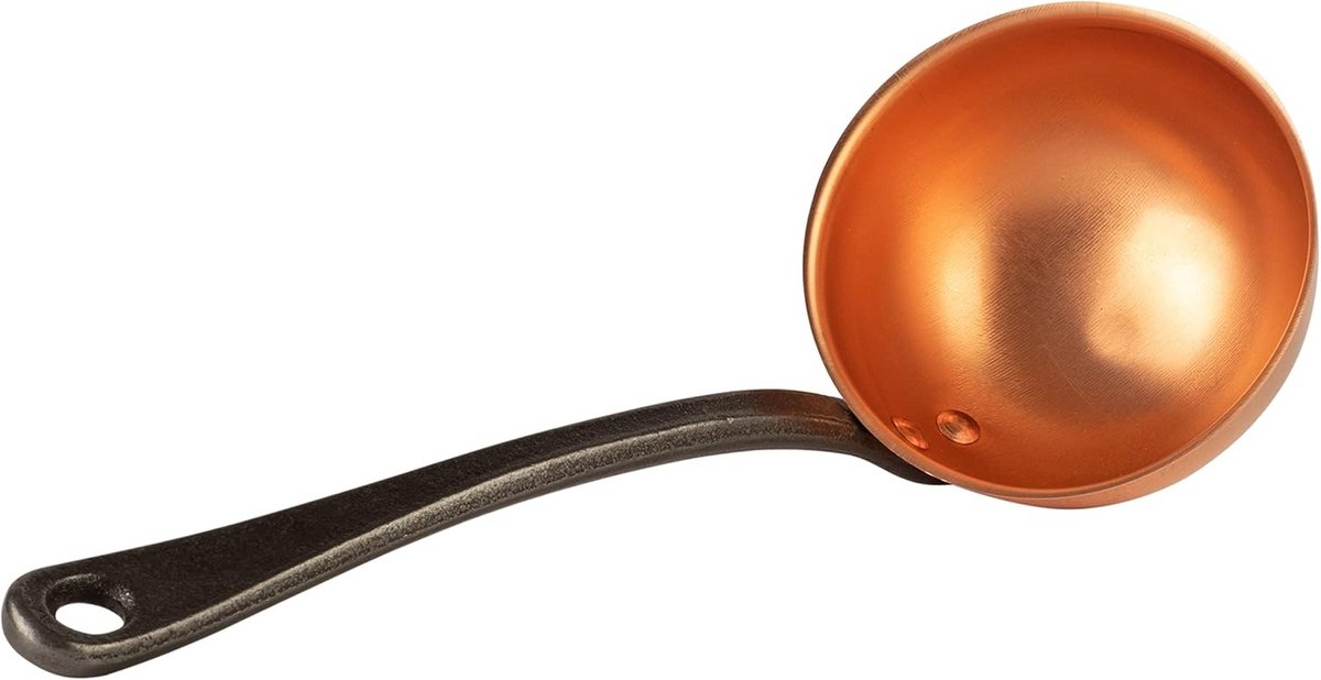 Traditionele Koperen Schuimlepel en Troffel - Keukenhulp uit Frankrijk