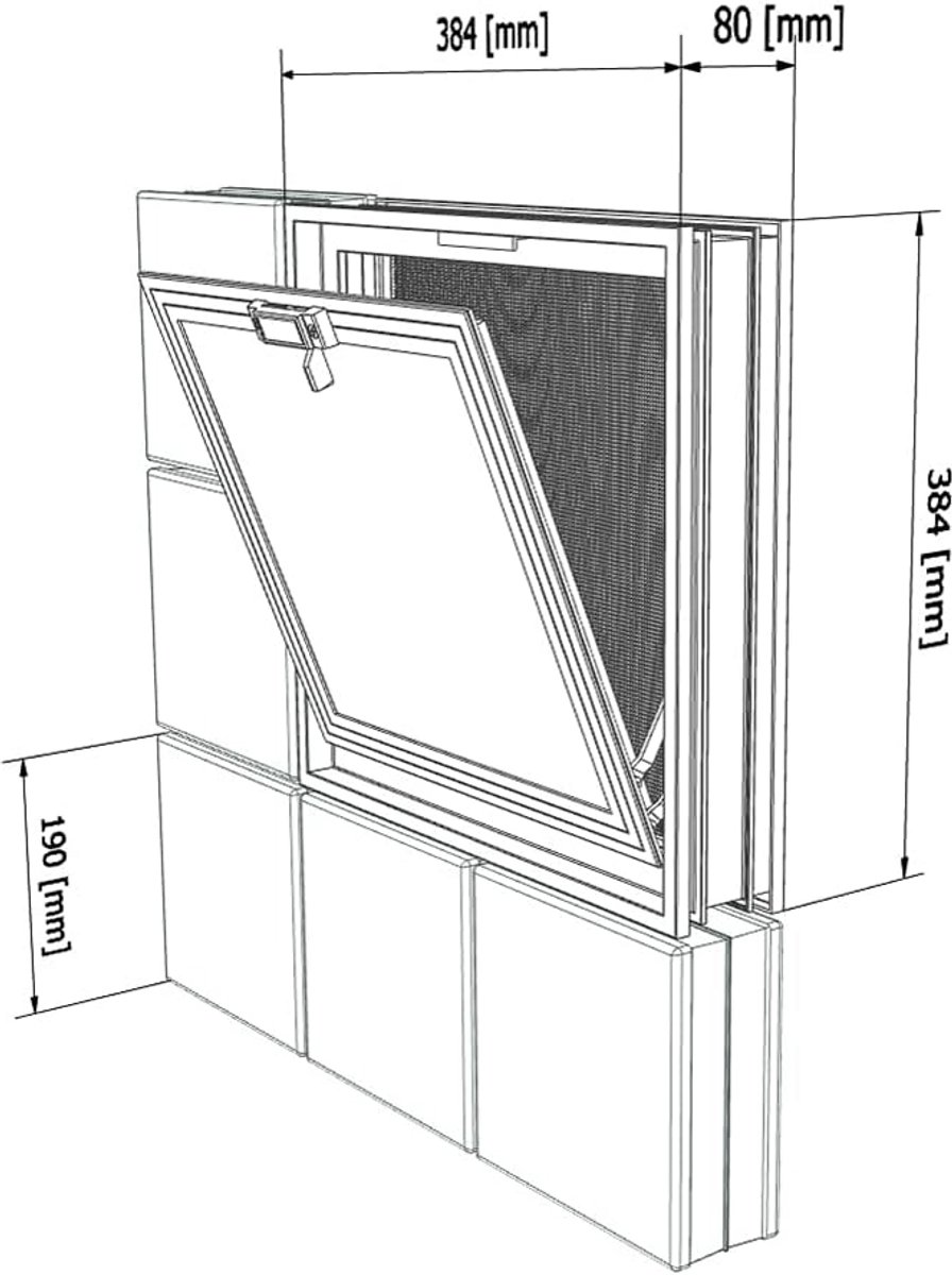 Ventilatieraam Wit met Vliegengaas 19x19x8cm voor Ventilatie