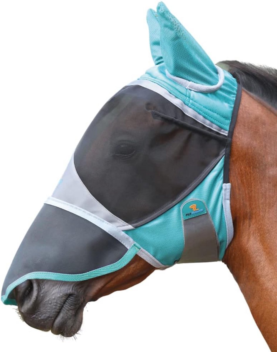 Vliegenmasker Paard/Pony met Oren en Neus UV-bescherming Ademend Groen