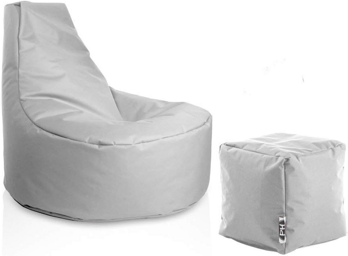 Gamer Zitzak met Kubus Voetenbank Set - Comfortabele Lounge Stoel voor Binnen en Buiten