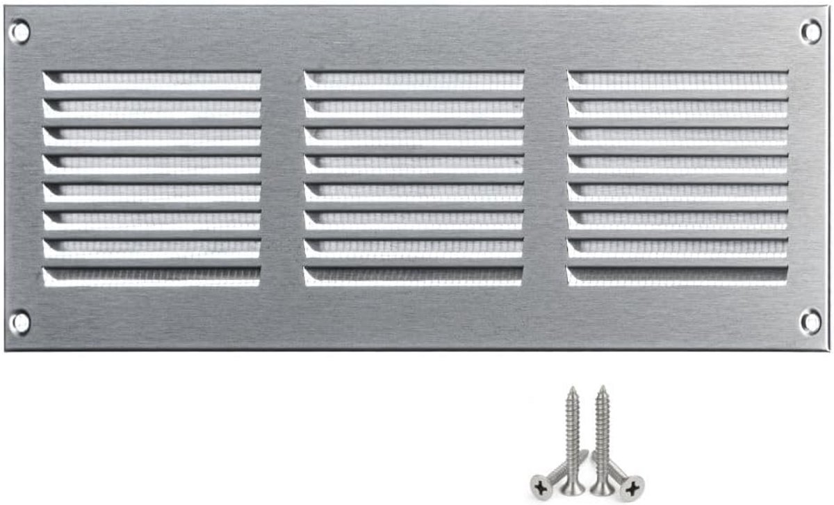 Ronde RVS Ventilatie Rooster 300x100mm met Insectenhor