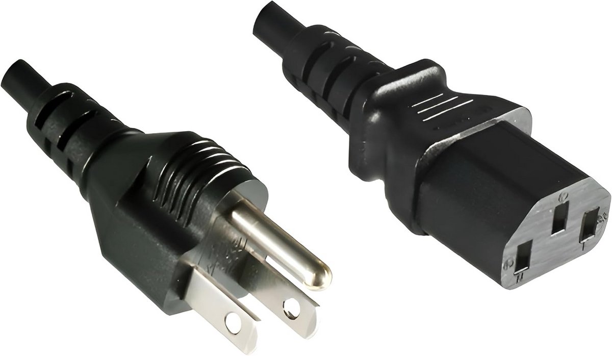 Stroomkabel Zwart 1.8m US NEMA 5-15P naar C13 Netsnoer voor PC en Monitor