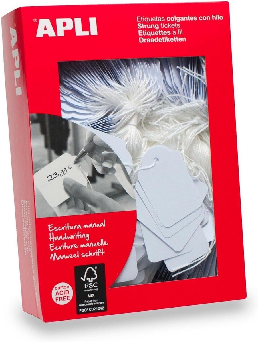 1000 Witte Hanglabels met Draad 11x24mm - Stevig Karton voor Prijzen en Cadeaus