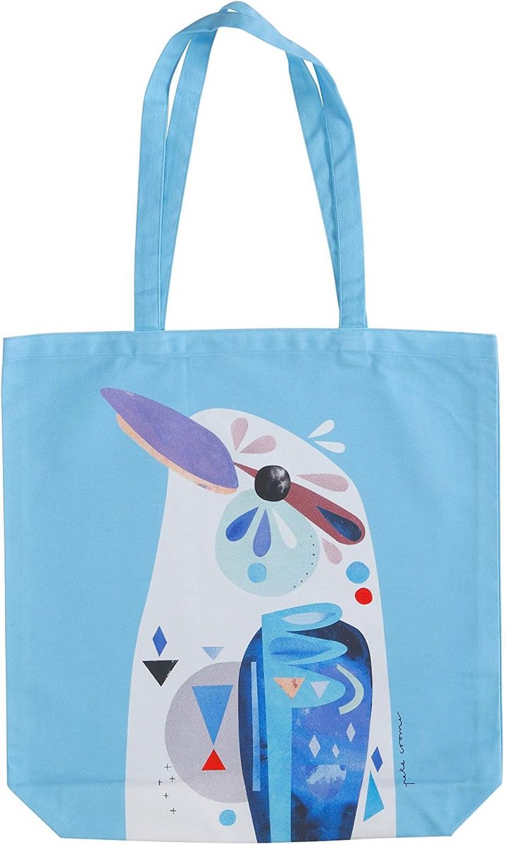 Grote Katoenen Tote Bag met Kookaburra Ontwerp - Duurzame Boodschappentas 42x41 cm