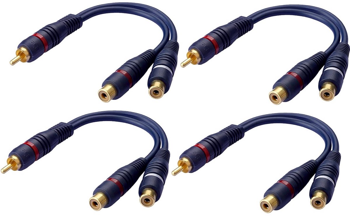 4-weg RCA Y-splitter Audiokabel - 15 cm - Blauw