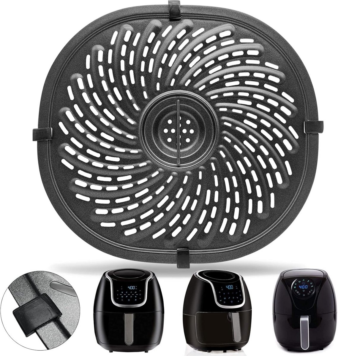 Universele Airfryer Grillpan Accessoire met Antiaanbaklaag - Vaatwasserbestendig