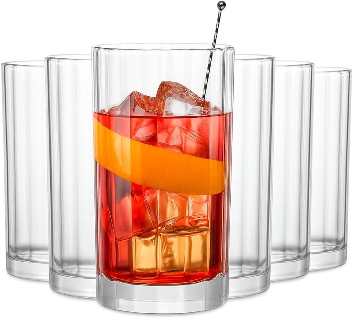 Set van 6 Long Drinkglazen Kristalhelder - 420 ml Waterglazen en Whiskyglazen