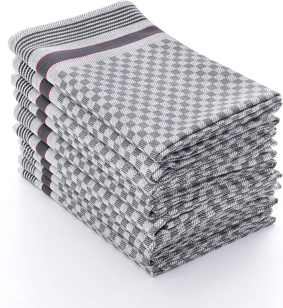 Set van 5 Keukendoeken Katoen 100% - Droogdoek en Afwasdoek - Blauw Wit Geruit 45x90 cm
