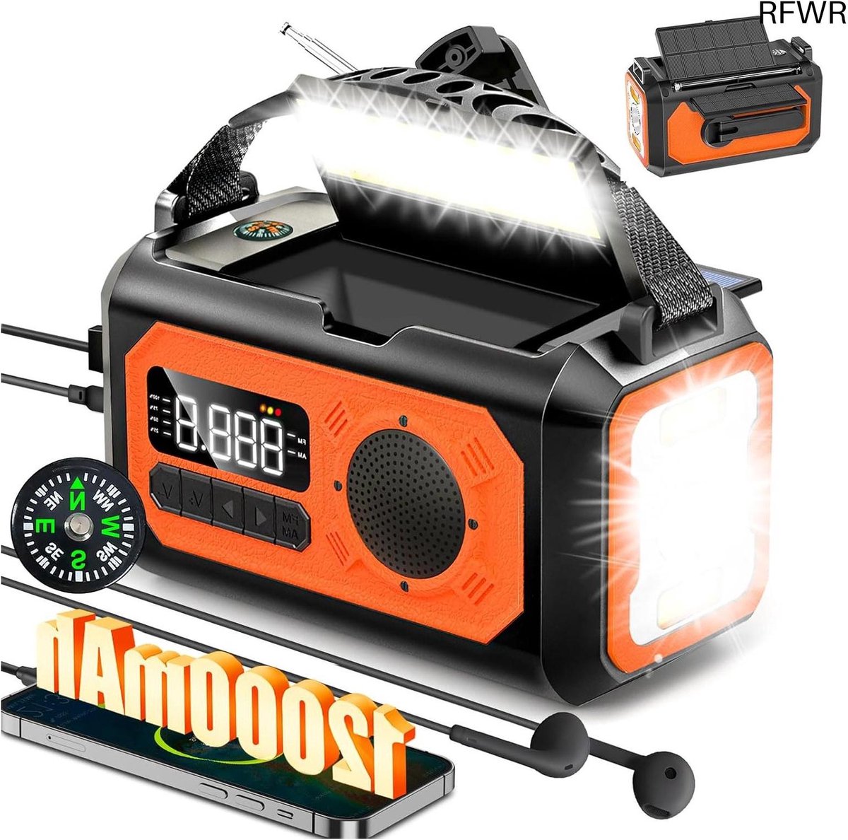 Noodradio solar opwindbaar - Survival noodpakket oplaadbaar - Met zaklamp accu - Back up