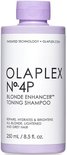 Fles Olaplex No.4P Blonde Enhancer Toning Shampoo, 250 ml, met een paarse dop.