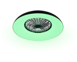 REALITY SVAERHOLT - Ventilator - Zwart - incl. 1x SMD 34 W - Afstandsbediening - Geintegreerde dimmer - Traploos instelbare lichtkleur - RGBW-kleurenwisselaar - 5 snelheidsniveaus - Geheugenfunctie - Zomer- en wintermodus - Dynamisch licht