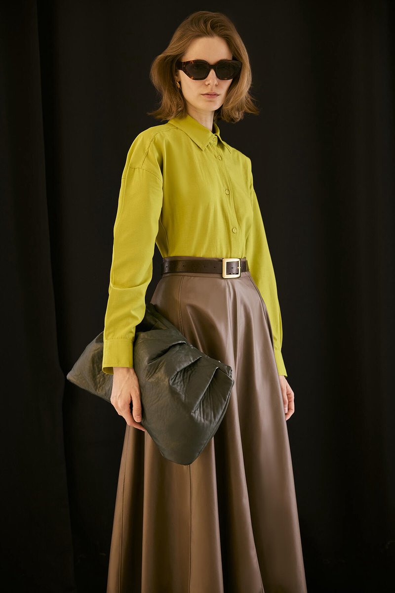 Touché Privé - Oversized poplin blouse - Lime - Dames