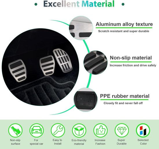 Antislip Pedaalkappen voor Handgeschakelde Auto's - Aluminium en Rubber — afbeelding 5