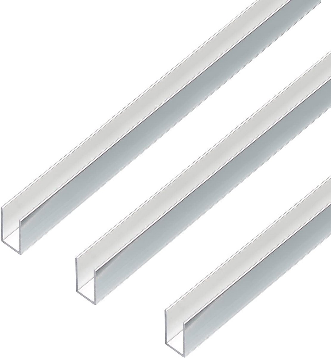 3-delige U-profiel Aluminium 1000x10x15 mm Chroom Design - Voor Afwerking en Decoratie