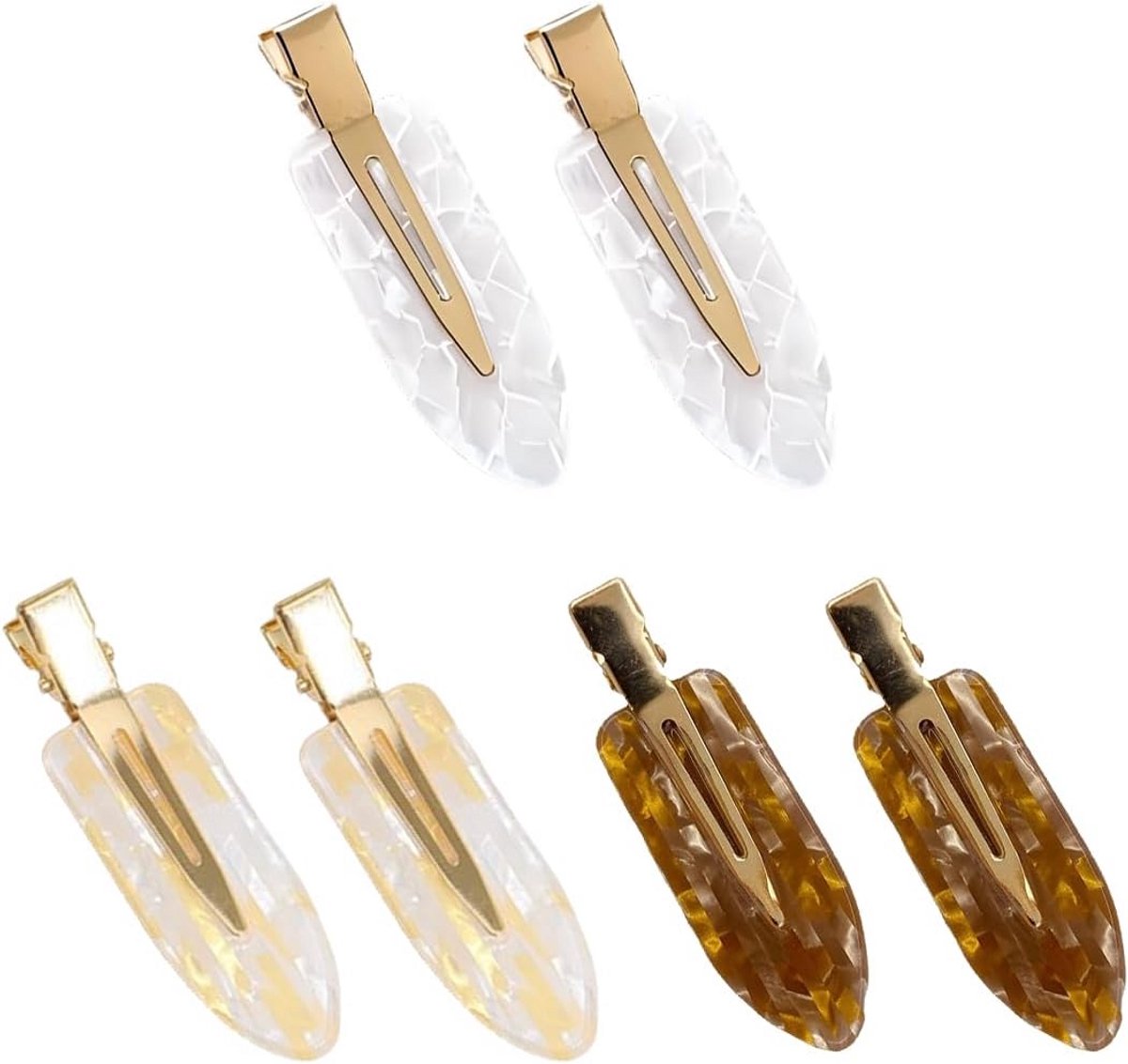6 stuks platte haarspelden zonder plooien voor dames - Acrylhars styling clips