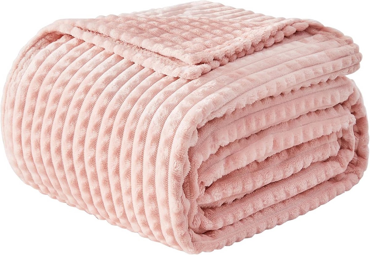 Superzachte Fleece Plaid voor Bank en Bed - Warm en Fluwelig - Lichtroze 150x200 cm
