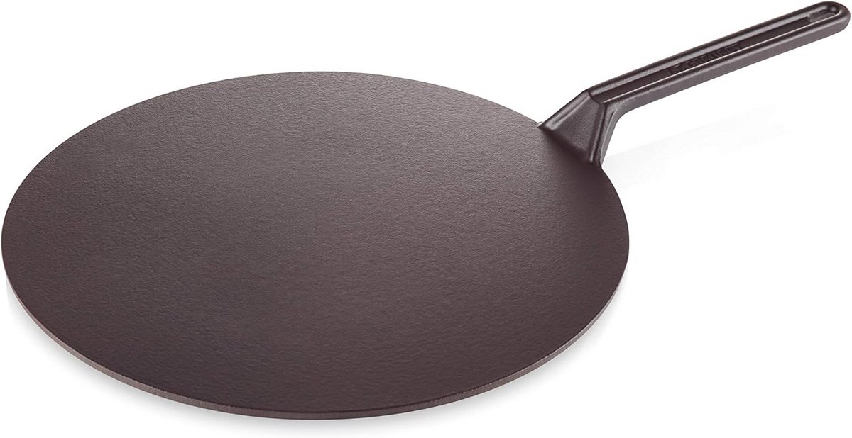 Grote gietijzeren pannenkoekenpan met ergonomische greep geschikt voor alle warmtebronnen
