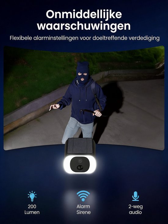 ieGeek S1 Pro Solar Camera - Draadloze Beveiligingscamera voor Buiten - Buiten Camera met Zonnepaneel - Bewakingscamera voor Buiten - 4Stuks - Beveiligingscamera Buiten - 5MP Ultra HD - Met Wifi en App - Zwart van Merkloos — afbeelding 3