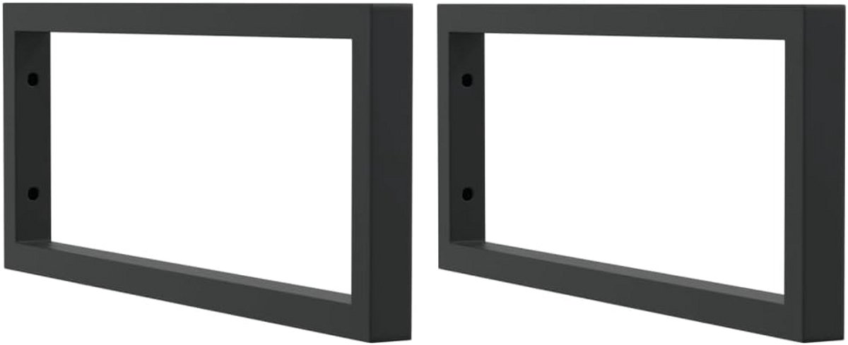 Set van 2 Rechthoekige Wandbeugels voor Wastafel of Plank in Zwart Staal