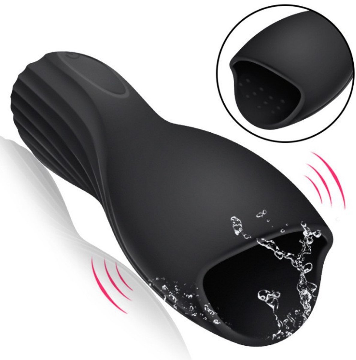 Oneay Masturbator voor Mannen - Draagbare Mini Zakmasturbator met Grote Opening - 10 Standen - Zacht Silicone - Herbruikbaar Seksspeeltje voor Volwassenen - Oplaadbaar - Zwart