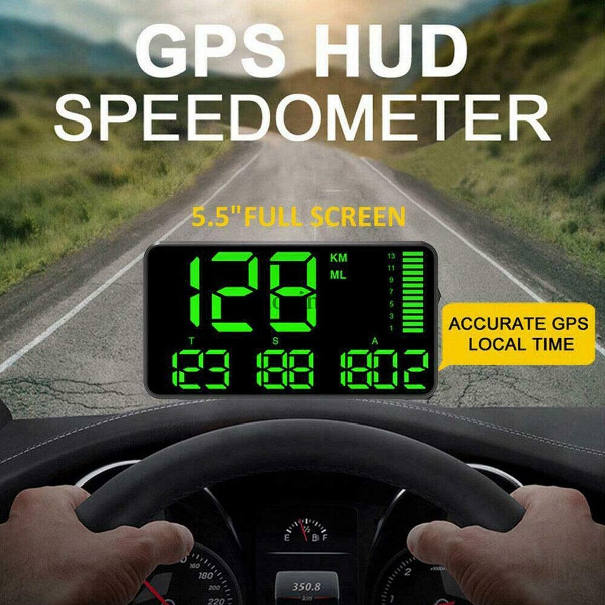 Auto Head-Up Display (HUD) met GPS Snelheidsmeter en Groot HD-Scherm