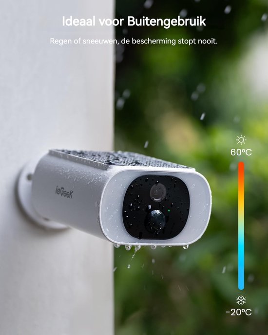 ieGeek S1 Pro Solar Camera - Draadloze Beveiligingscamera voor Buiten - Buiten Camera met Zonnepaneel - Bewakingscamera voor Buiten - 3Stuks - Beveiligingscamera Buiten - 5MP Ultra HD - Met Wifi en App - Wit van ieGeek — afbeelding 4