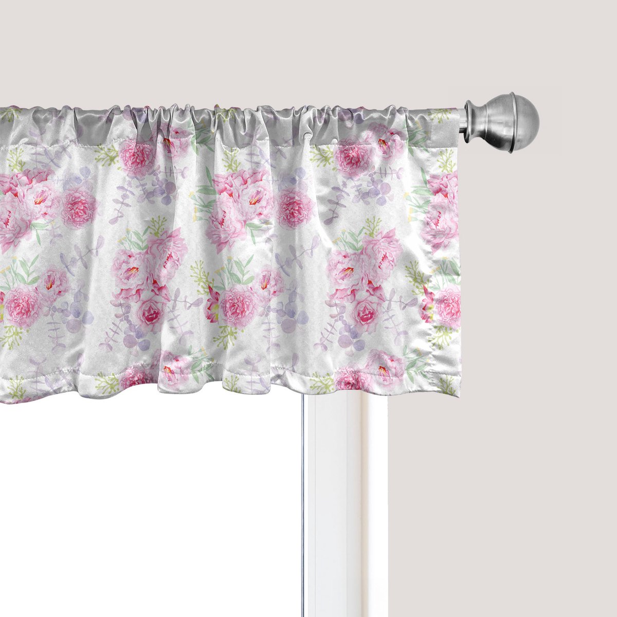 ABAKUHAUS Vintage bloemen raamvalletje, gordijnvalletje voor keuken en slaapkamer met tunnelzoom, 137 cm x 30 cm, veelkleurig