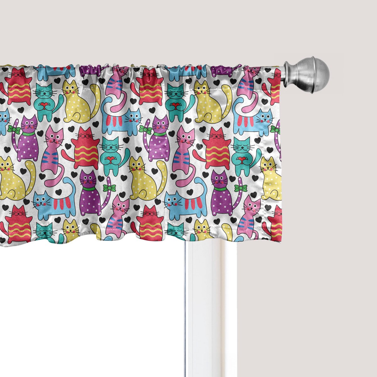 ABAKUHAUS Kattenraamvalletje, gordijnvalletje voor keuken en slaapkamer met tunnelzoom, 137 cm x 45 cm, meerkleurig