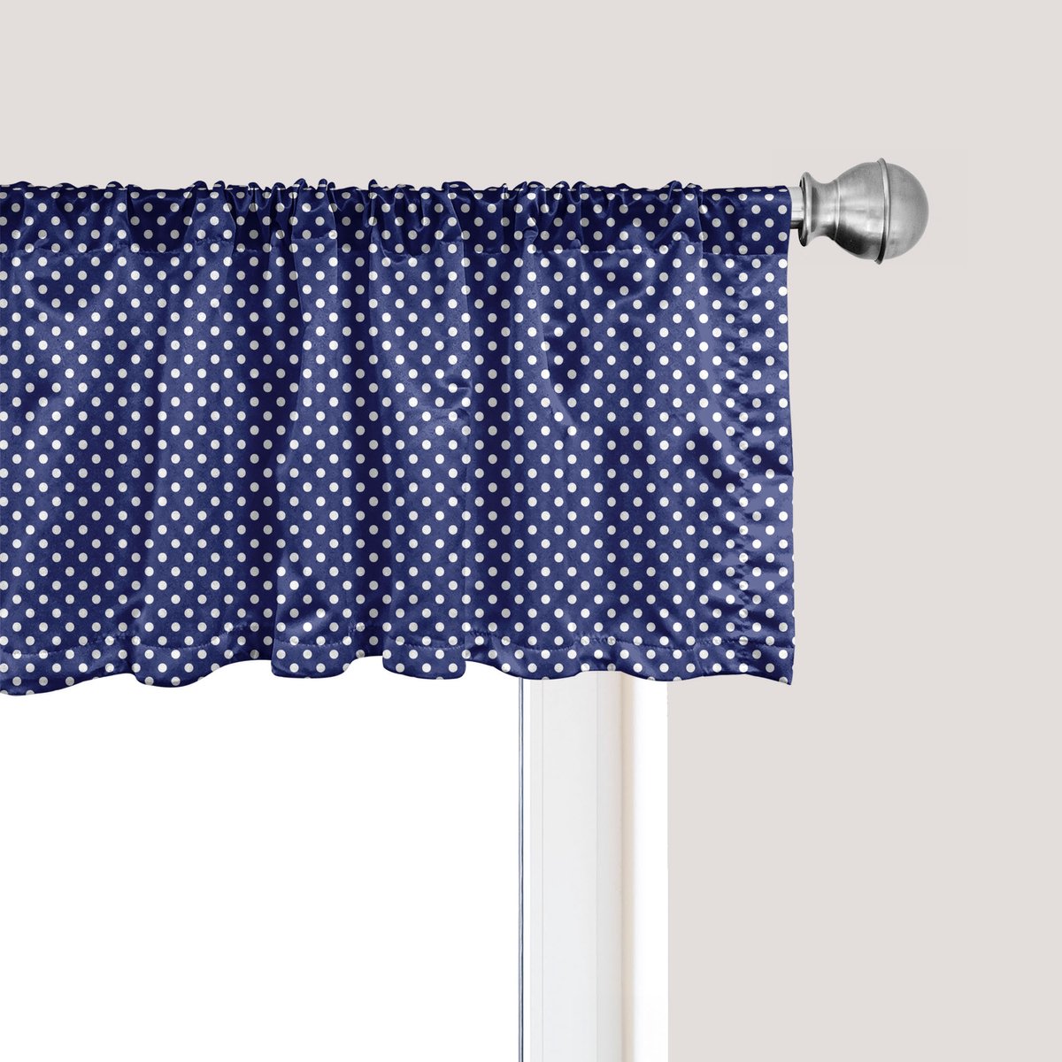 ABAKUHAUS Marineblauwe raamvalletje, gordijnvalletje voor keuken en slaapkamer met tunnelzoom, 137 cm x 30 cm, marineblauw en wit