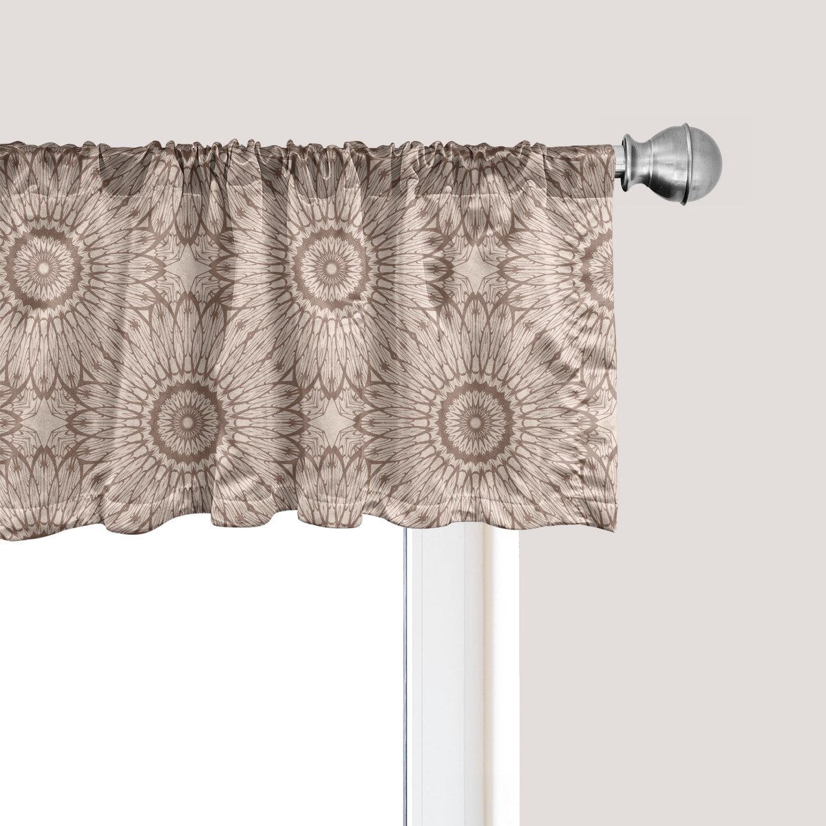 ABAKUHAUS Mandala raamvalletje, gordijnvalletje voor keuken en slaapkamer met tunnelzoom, 137 cm x 45 cm, licht mauve taupe lichtbruin