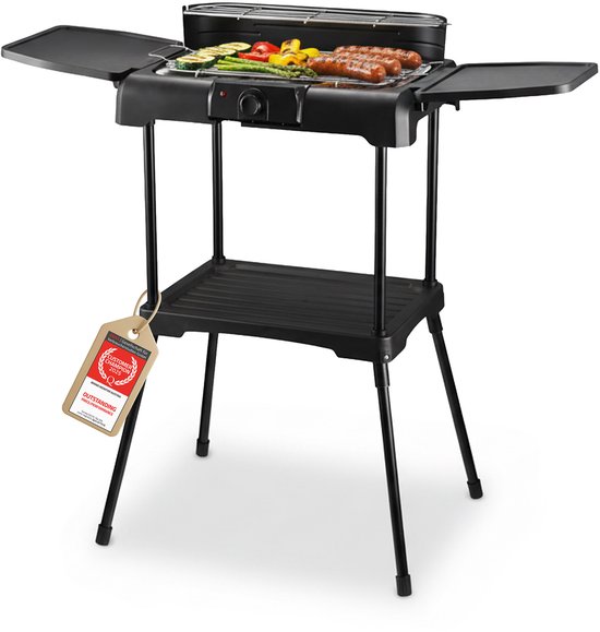 TZS First Austria Elektrische BBQ - met Grillplaat - 2200 W - Grilloppervlak 39.5 x 24cm - Zwart