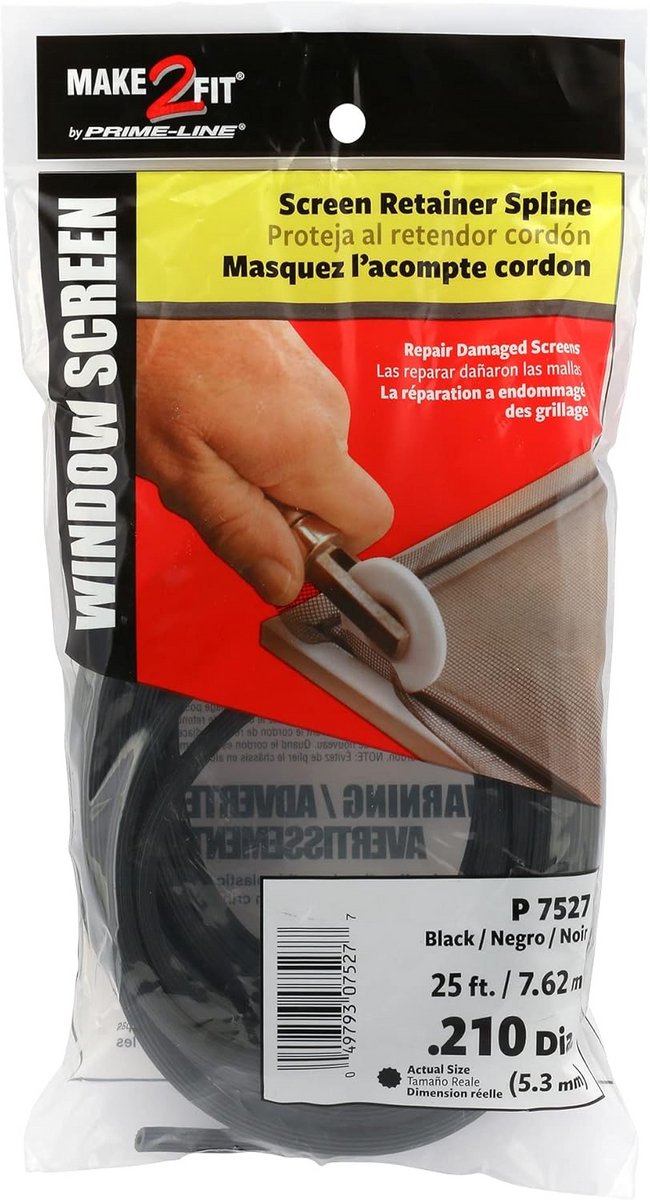 Zwarte Gekartelde Vinyl Scherm-retainer-Spline Rol 25 Voet