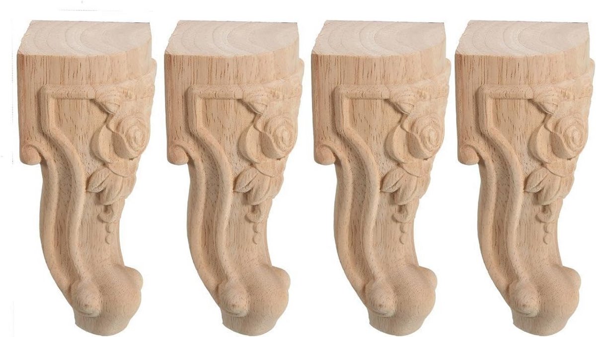 Set van 4 Massief Houten Meubelpoten voor Banken en Tafels 15x6 cm