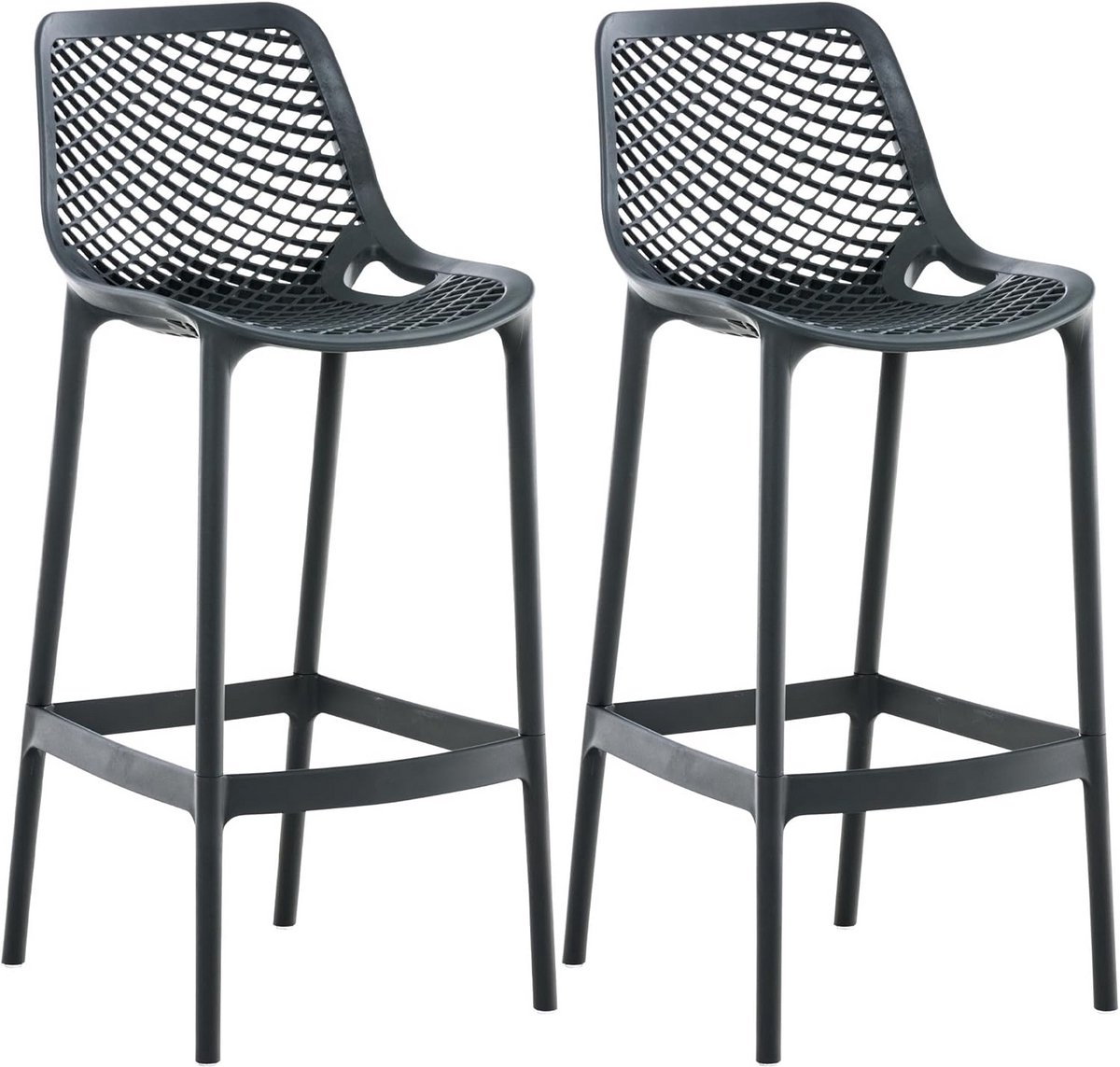 Set van 2 Moderne Barkrukken Donkergrijs - Hoog en Waterbestendig Kunststof