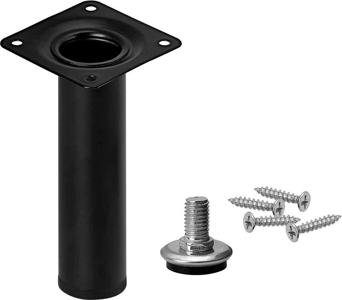 Ronde Metalen Meubelpoten Zwart Ø 30mm Hoogte 10cm Verstelbaar