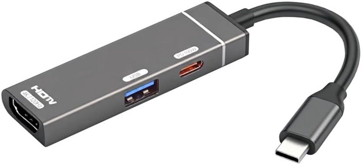USB-C Hub met HDMI 4K, Dual USB 3.0 en 100W PD Oplaadpoort