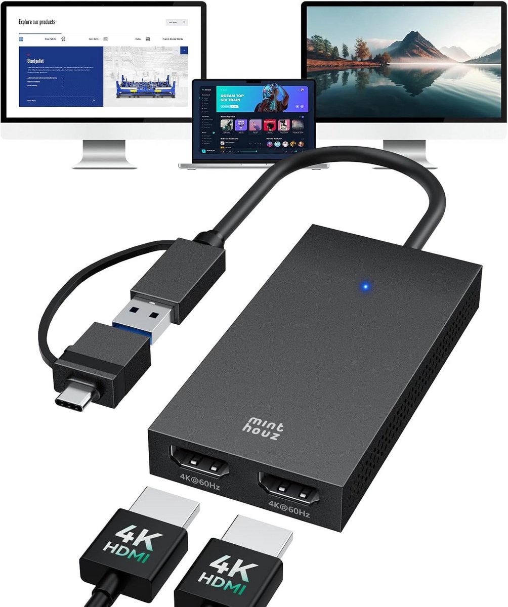 USB C naar Dubbele HDMI Adapter voor Uitbreiding van Scherm