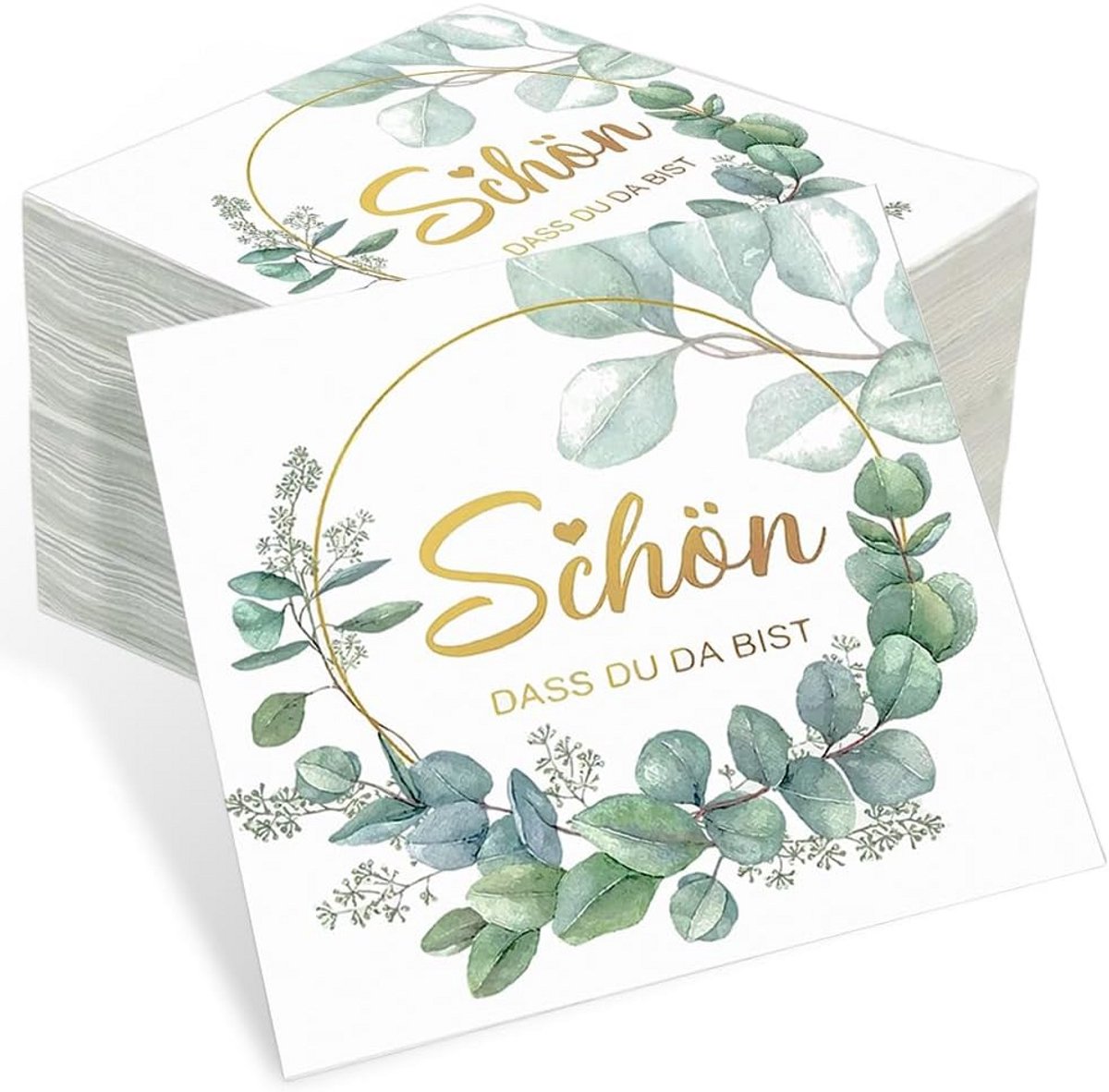 Eucalyptus Servetten 80 Stuks - 3-Laags Feestservetten voor Bruiloft, Verjaardag en Doop