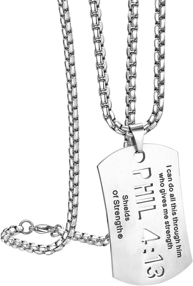 Herenketting met Kruis Hanger en Rozenkrans Kralen van Roestvrij Staal