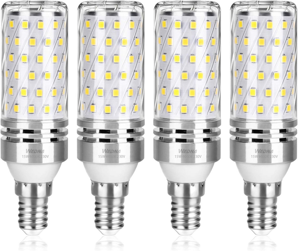 E14 LED Kaarslampen 15W Koel Wit Gloeilamp Vervanger 4 Stuks Hoge Lumen