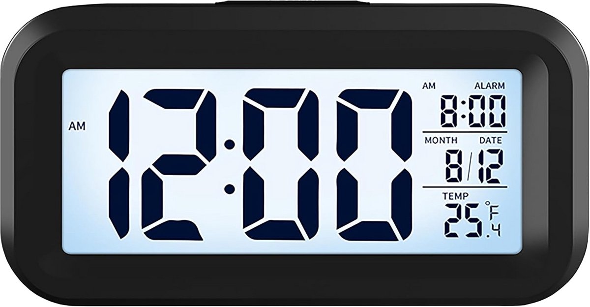 Digitale Wekker met Snooze, Nachtlampje, Datum en Temperatuur - Batterijgevoed