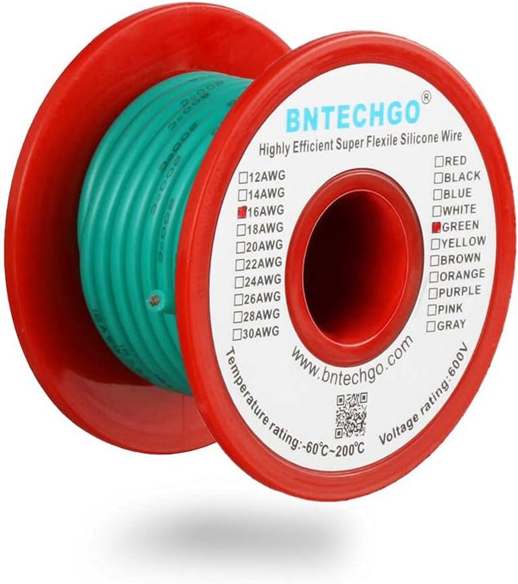 16 AWG Flexibele Silicium Draad 7,5 Meter Groen Gestrand Vertind Koper