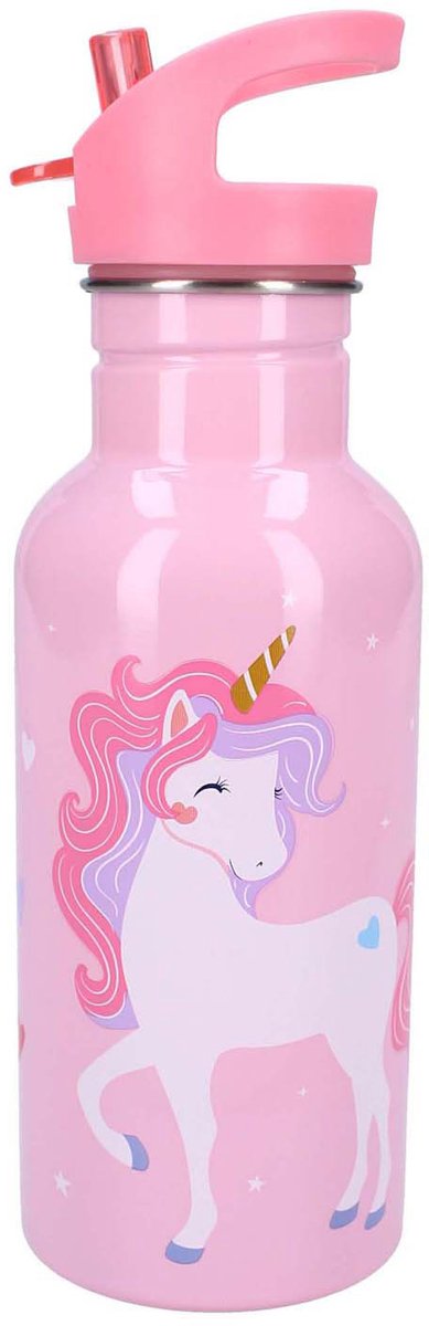 Vadobag Prêt Unicorn Drinkfles en Schoolbeker - Roze - Stainless Steel - 500 ml