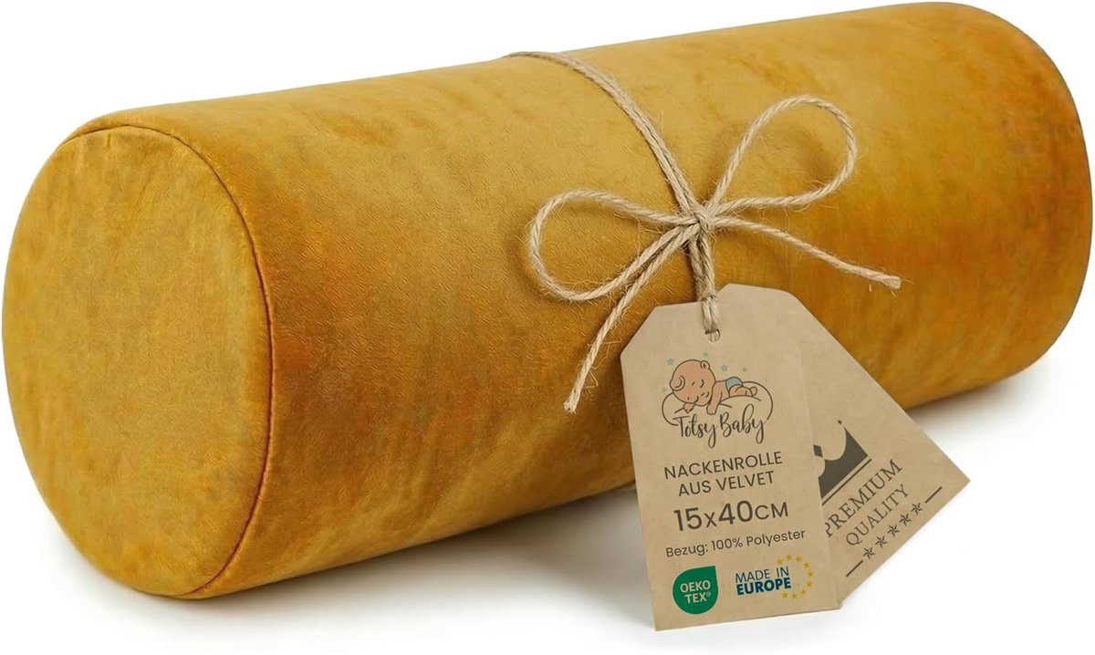 Cilindrisch Kussen - Nekrol Yogabolster - Ontspanning en Steun - Ademend en Wasbaar - 40x15 cm - Toffee Schaduw Fluweel