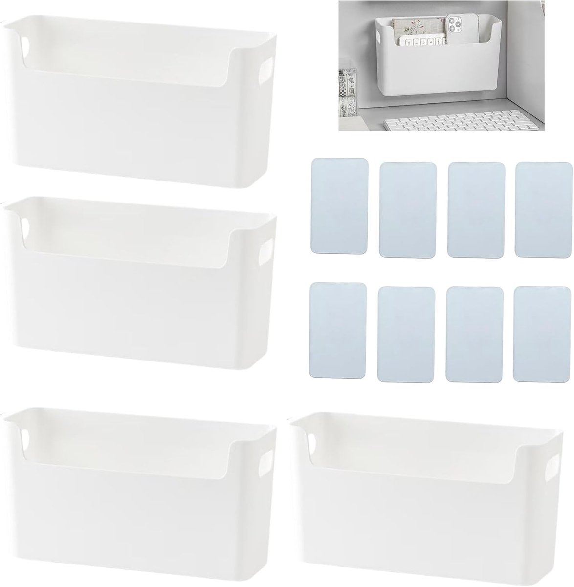 Opbergdozen Plastic - Mandjes Bakjes - Keuken Badkamer - Stapelbaar Ontwerp - 10x5x15 cm - Wit